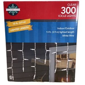 December Home 300 Icicle Lights Multi-color w/White Wire NEW